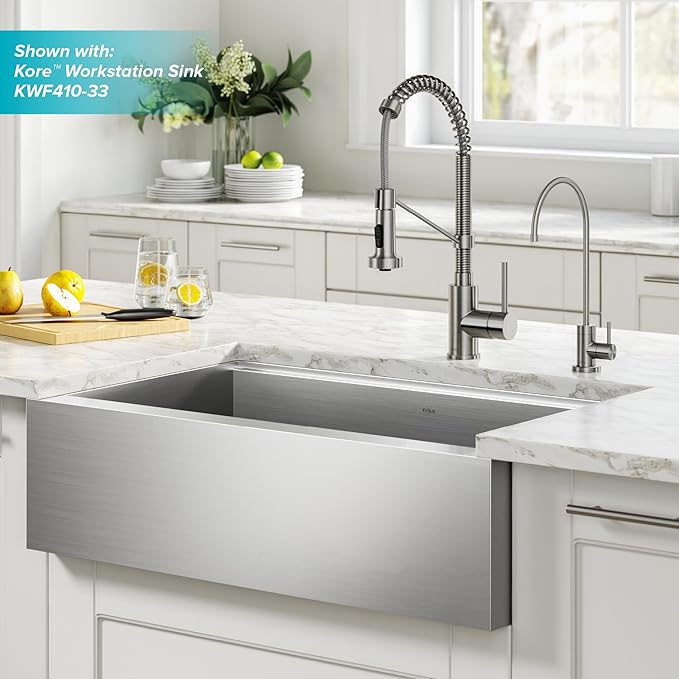 Kraus KPF-1610-FF-100CH Bolden Commercial Style Pull-Down Kitchen Purita Water Filter Faucet Combo, Chrome