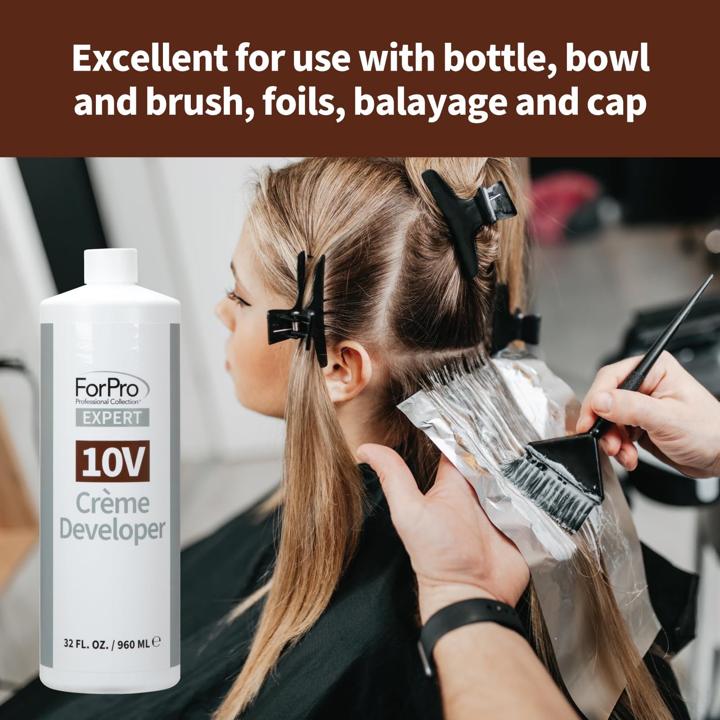 ForPro Expert 10 Volume Crme Developer for Hair Lightening, Gray Coverage & Color Deposit with Minimum Lift, 32 Fl Oz