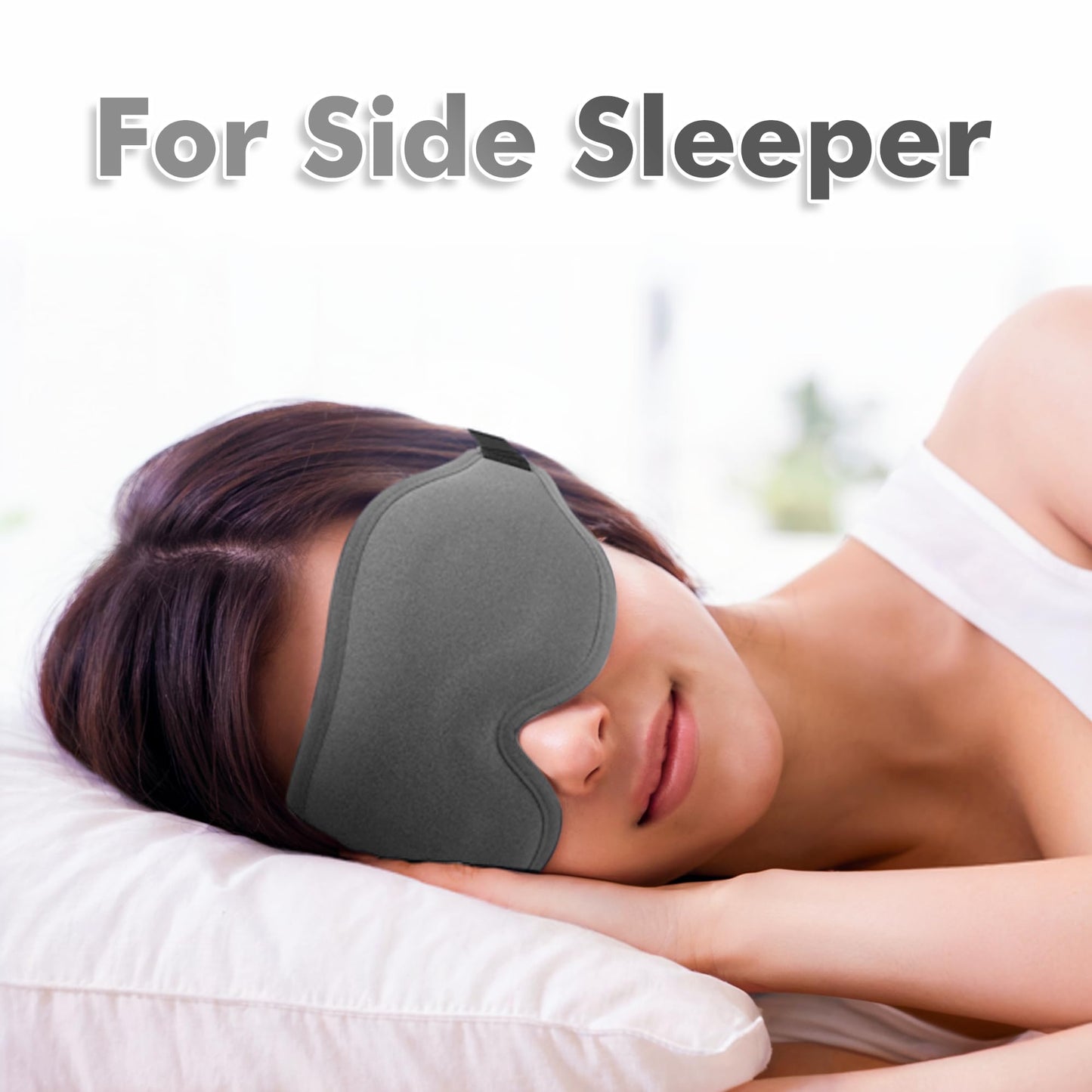 Sleep Eye Mask for Men Women, Lash Extensions 3D Sleeping Mask, Travel Blackout Night Blindfold Eye Shade Cover with Adjustable Strap (Grey-3D)