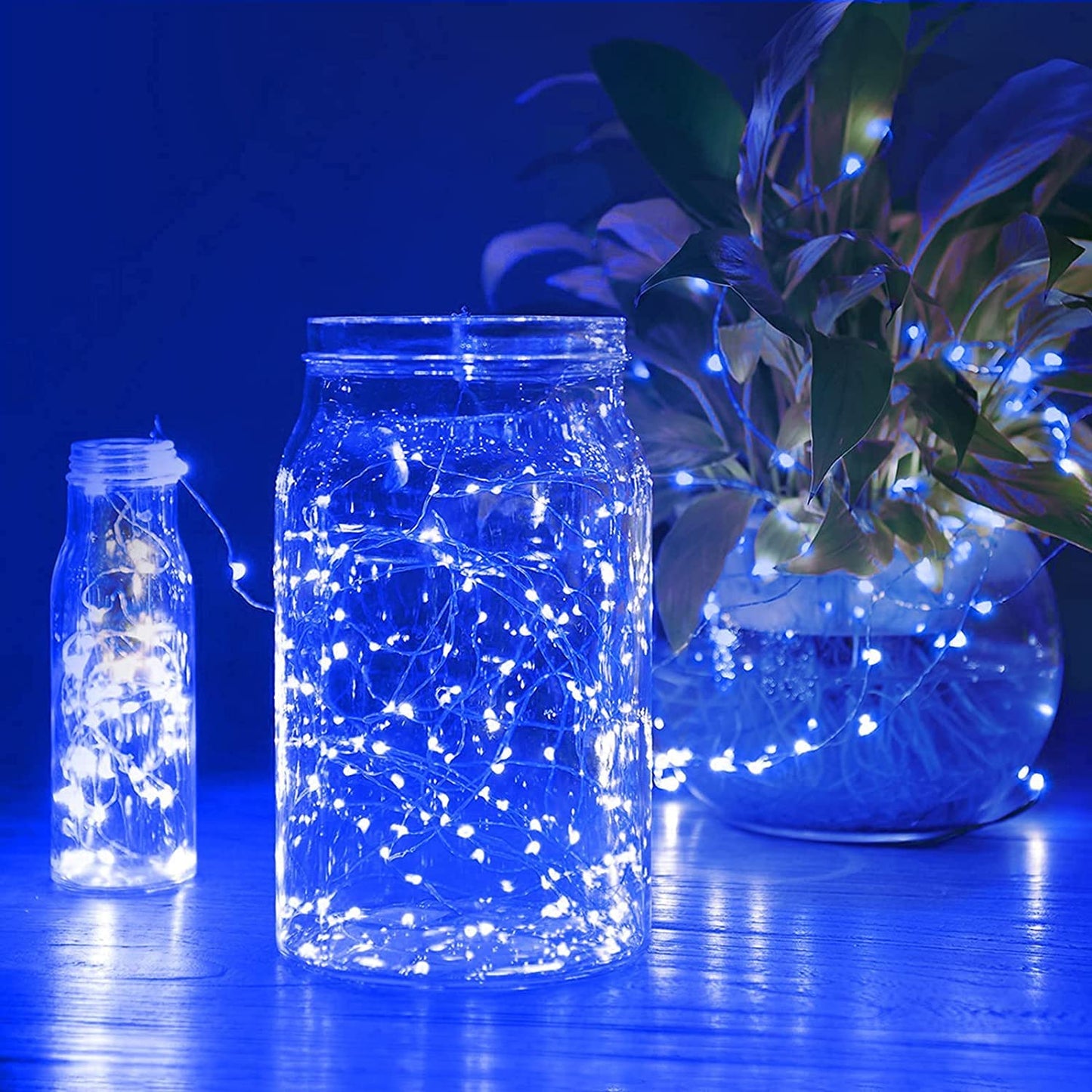 Sanniu LED Fairy Lights, Copper Wire String Lights, Battery Operated, 5m/16ft, Blue, PVC Case, Ideal for Christmas, Weddings, and Decor