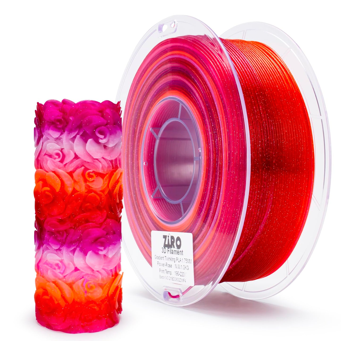 ZIRO 3D Printer Filament, Fast Color Change with Twinkle Effect PLA 1.75MM, Gradient Translucent PLA, Sparkling Multicolor 3D Ma