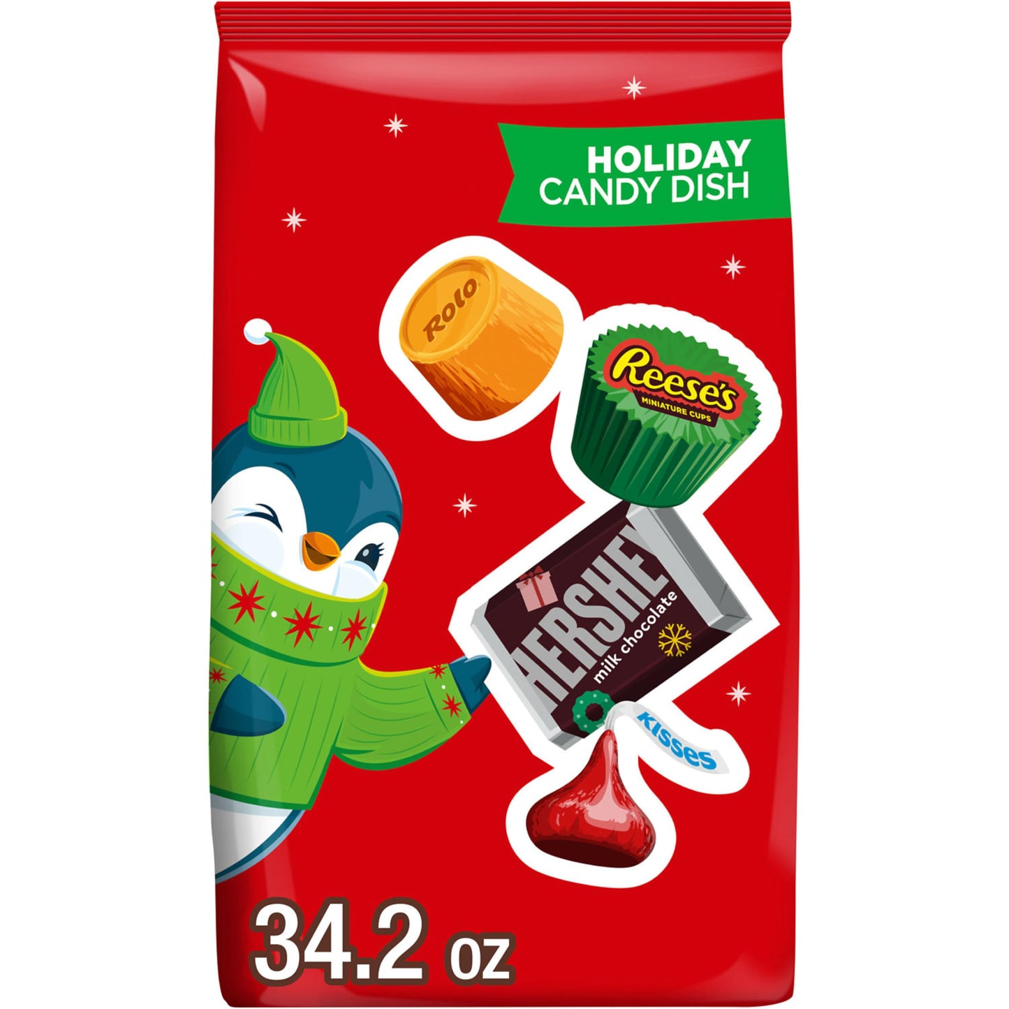 HERSHEYS REESES and ROLO Assorted Chocolate Flavored Christmas Candy Bulk Bag 34.2 oz