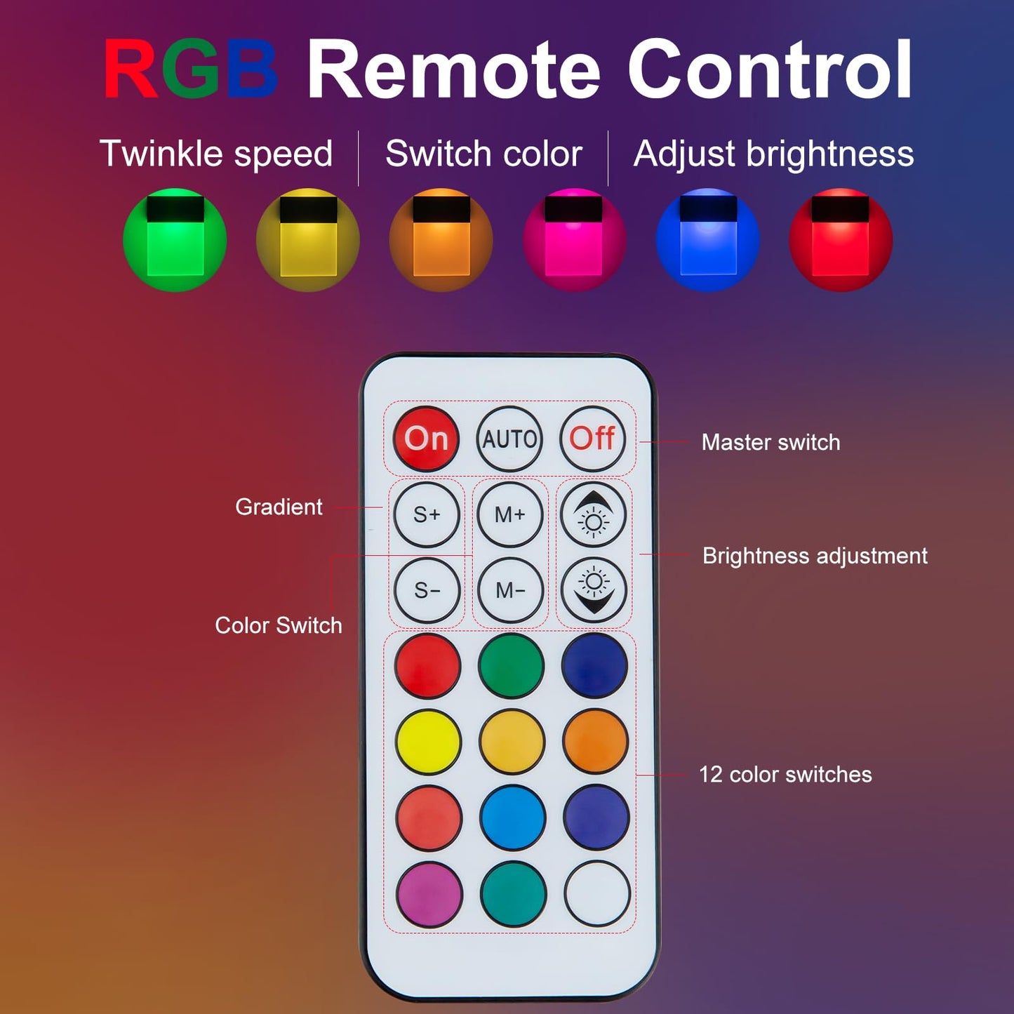SURPALIG LED Wall Light, 4000mAh Battery Operated, RGB Remote Control, Dimmable, Magnetic, for Bedroom/Living Room, Multi-colored, Model B0C371Z