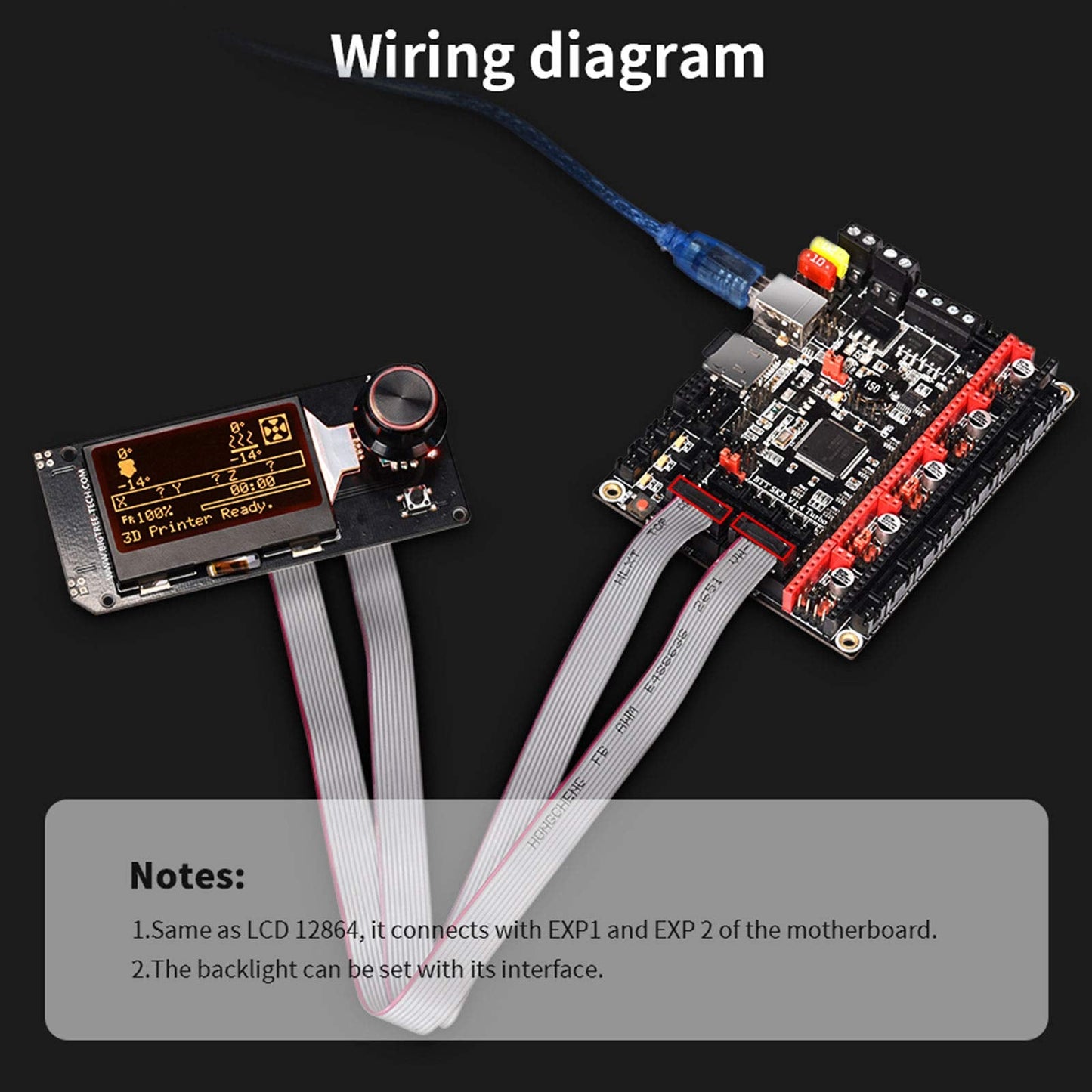 Bigtreetech Mini12864 V2.0 Lcd Graphic Smart Display Control Board With Adapter And Cable For Ender-3 Voron 2.4 Prusa-I3 3D Prin