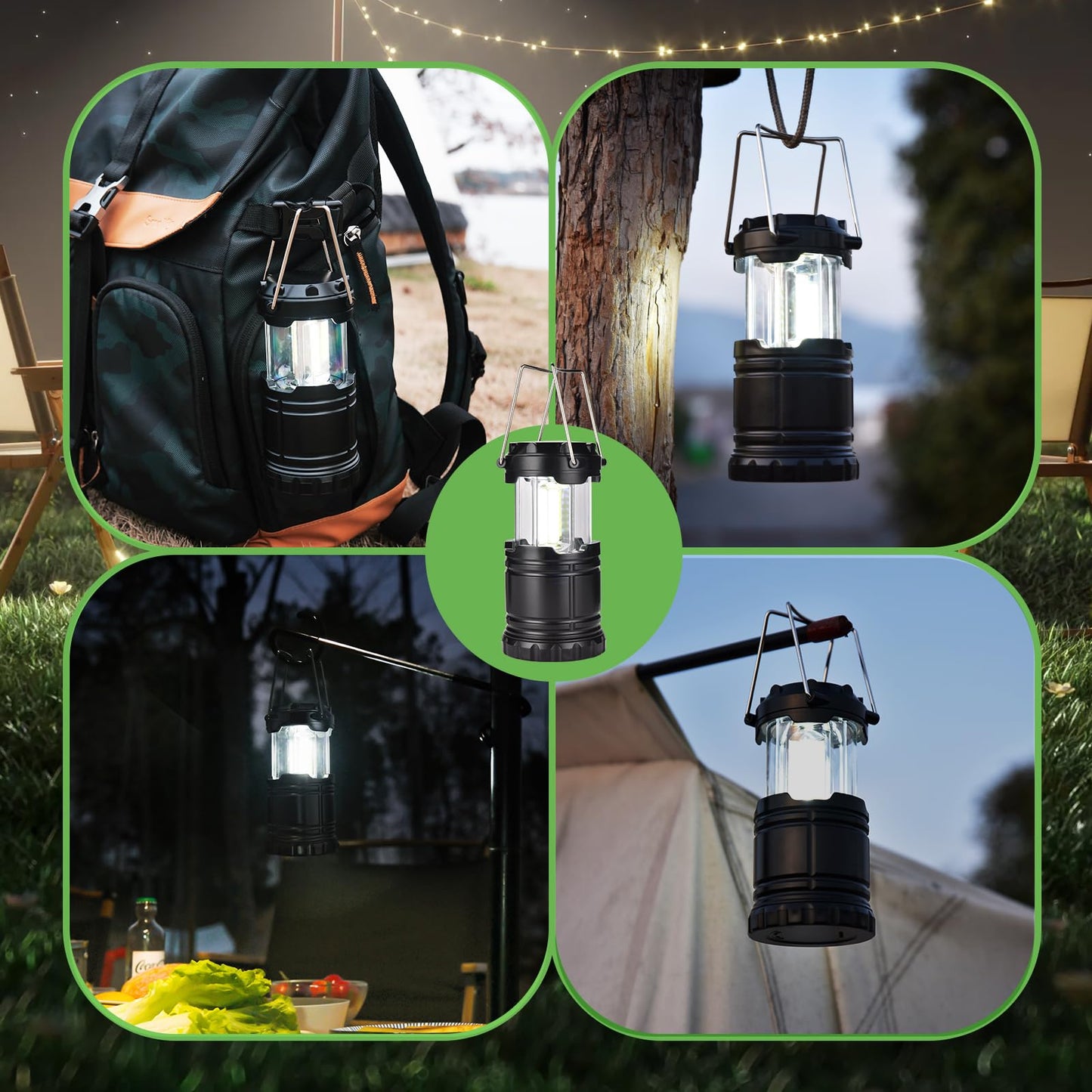 Kpkjoo Lantern Collapsible Camping Light, Super Bright Led, Battery Operated, Black, Model 5800, Ideal For Indoor & Outdoor Use