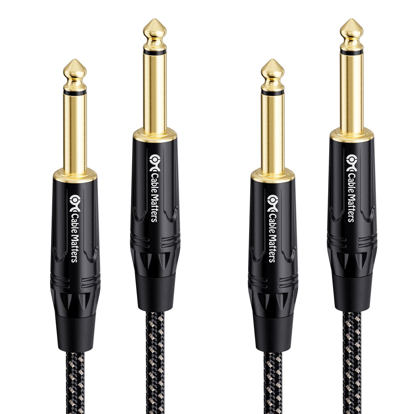 Cable Matters 2-Pack Braided 1/4 Inch TS to TS Electric Guitar Cable - 6ft, Guitar Cord/GuitarAmp Cord/Instrument Cable for Elec