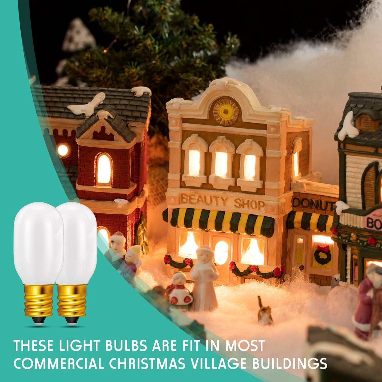 Honoson 50 Pieces Christmas Village Light Bulbs 6 W Replacement Bulbs E12 Candelabra Base T20 Led Bulbs Accessory For Villages Houses Dept 56 Christmas Tree