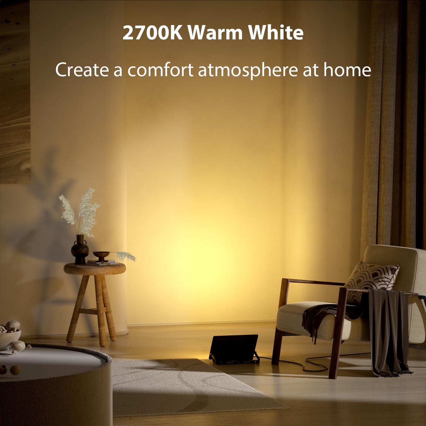 Olafus 120W RGB Flood Lights, Remote Control, IP66 Waterproof, 2700K Warm White, Black, Model LAA120GB, 2 Packs