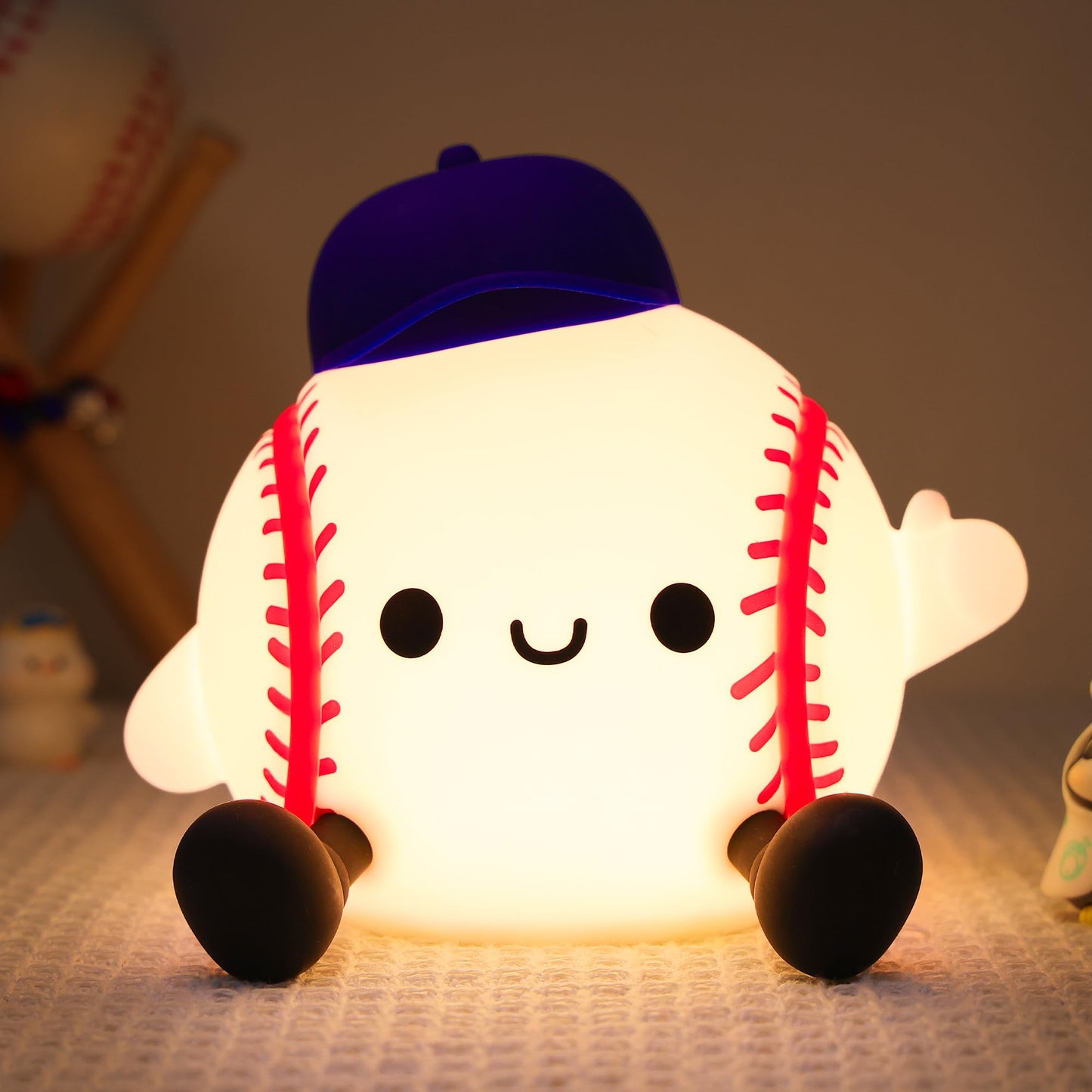 Lampeez Baseball Night Light Soft Silicone Touch Lamp Cute Led Nursery Nightlight & Bedroom Decor Xmas Birthday Gift For Boys Girls And Baseball Fans Creates Soothing Glow For Bedtime