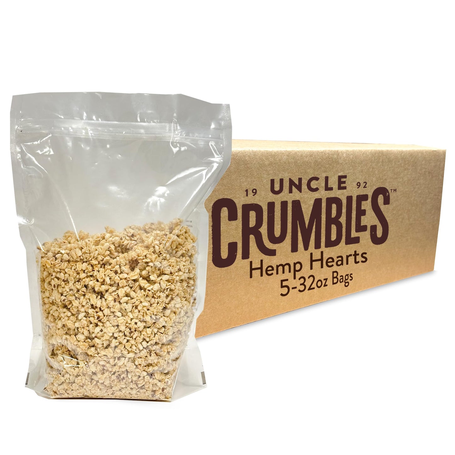 Uncle Crumbles 10lb. Bulk Granola Bulk Bags, Hemp Hearts - Gluten Free, Kosher, Non-GMO - Oat Cereal for Restaurants, Food Servi