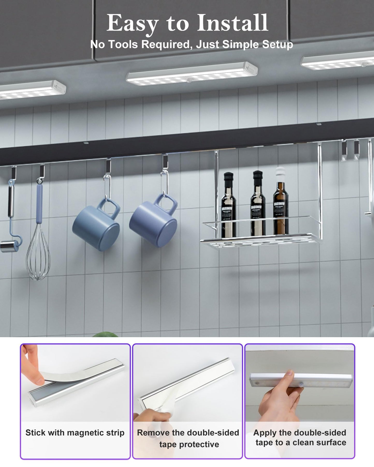 SZOKLED Under Cabinet Lights 48LED Rechargeable Wireless Remote Control Dimmable RGB 15 Color Changing Model RD10-4 4 Pack