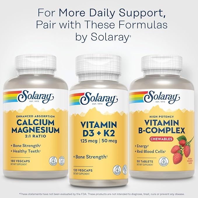 SOLARAY Vitamin B-Complex Chewables, Strawberry, Healthy Energy, Red Blood Cell, Stress & Metabolism Support, 50 Tablets