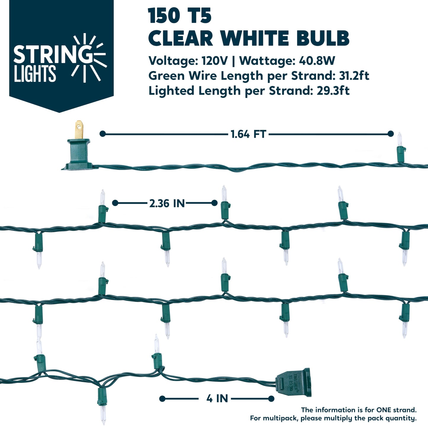 Joiedomi Clear Christmas String Lights - 450 Mini Warm White Fairy Lights, 93.6Ft, Green Wire, Model Ss150/3F For Holiday Decor