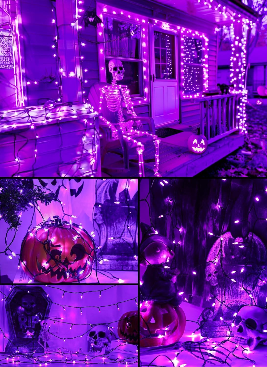 Brightown Battery Operated Purple Indoor String Lights, 20 LED, 8 ft with Timer for Halloween and Christmas Decorations
