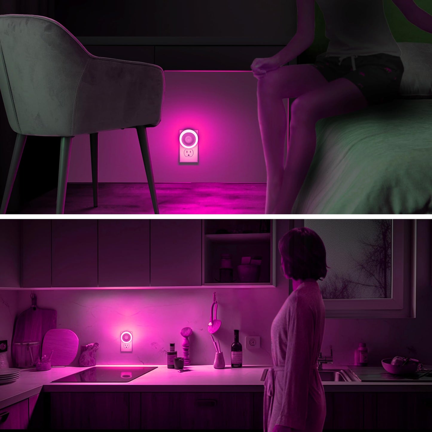 Briignite Motion Sensor Night Light, Auto On/Off, 2 Pack, Energy-Saving LED, Purple