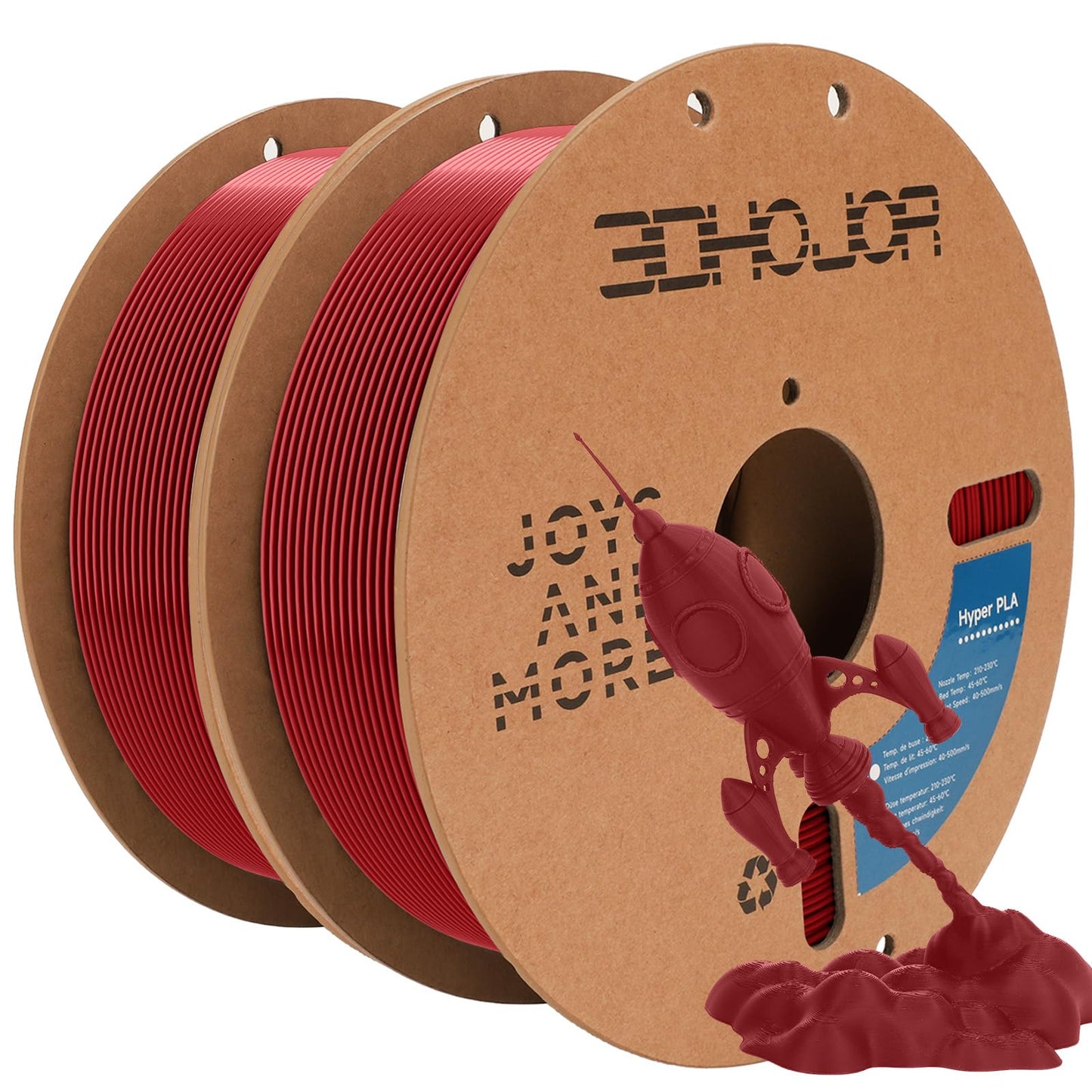 3D Printer Filament Basic PLA Filament Bundle Cardboard Spool 1kg*2,Dimensional Accuracy +/- 0.03 mm Fit Most 3D FDM Printer-Fir