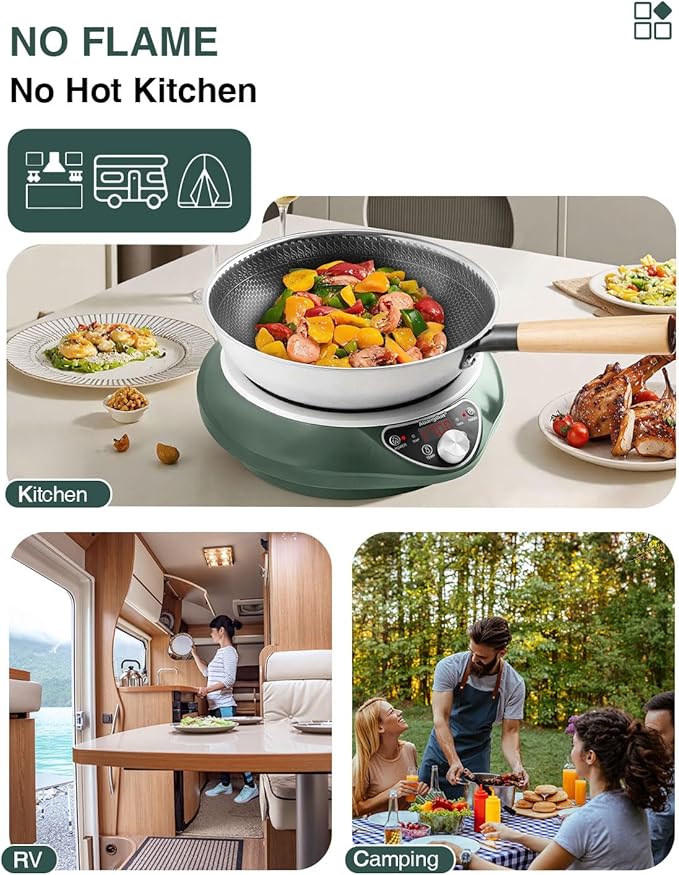 Induction Cooktop, 1700W/85V~120V Portable Induction Wok Burner For Kitchen/Commercial/Travel Use