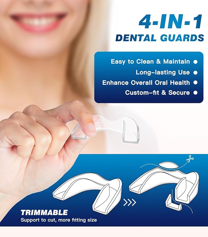 Mouth Guard for Grinding Teeth at Night,Teeth Grinding Mouth Guard for Sleep,Night Guards for Sleeping,4 Pack/Small Size,Clear