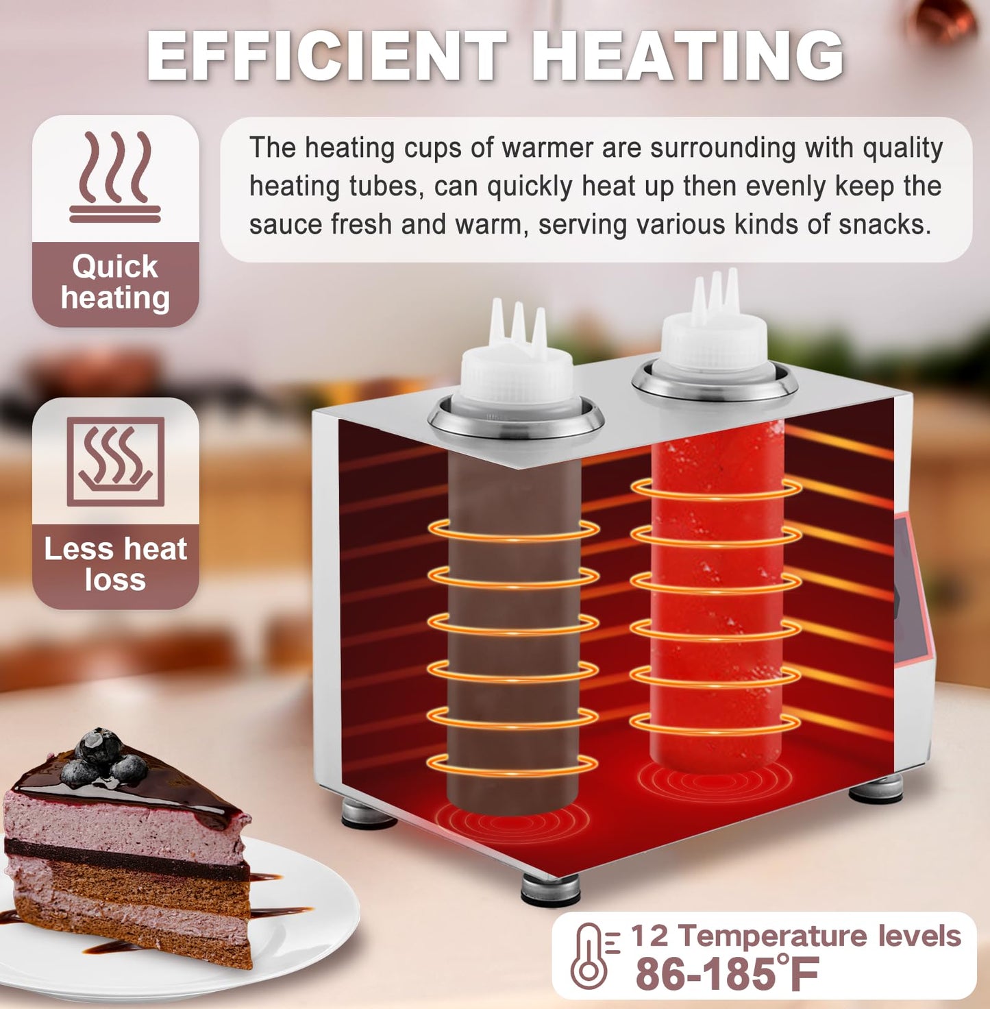 Saladulce Electric Cheese Sauce Warmer Nacho Cheese Dispenser Warmer with 22oz Bottle, Bottle Warmer for Chocolate Hot Fudge Caramel 86-185 110V
