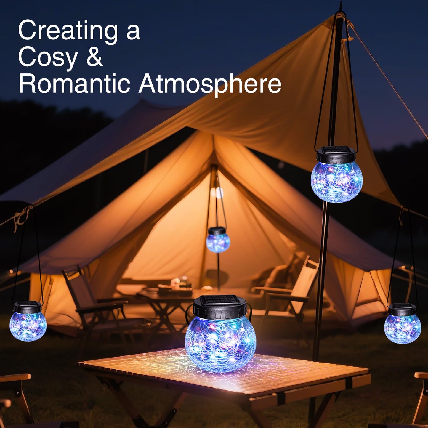 Kolpop 2 Pack Solar Lantern Outdoor Lights Multi-Coloured Solars Lanterns With 30 Led le Glass Ball Waterproof Hanging Solar Lights For Garden Decor Patio Fence Yard Christmas Tree Decoration
