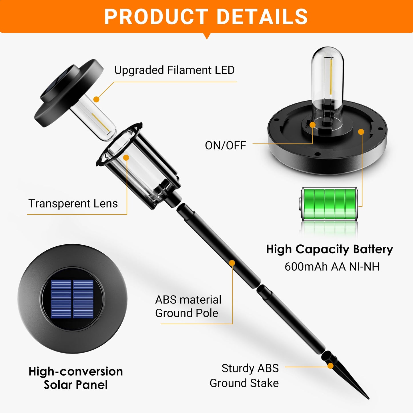Gigalumi Solar Pathway Lights Outdoor 8Pack Gardening Light Ip65 Waterproof Landscape Lighting For Yard And Walkway Garden Decorations For Outside Patio Porch Warm White