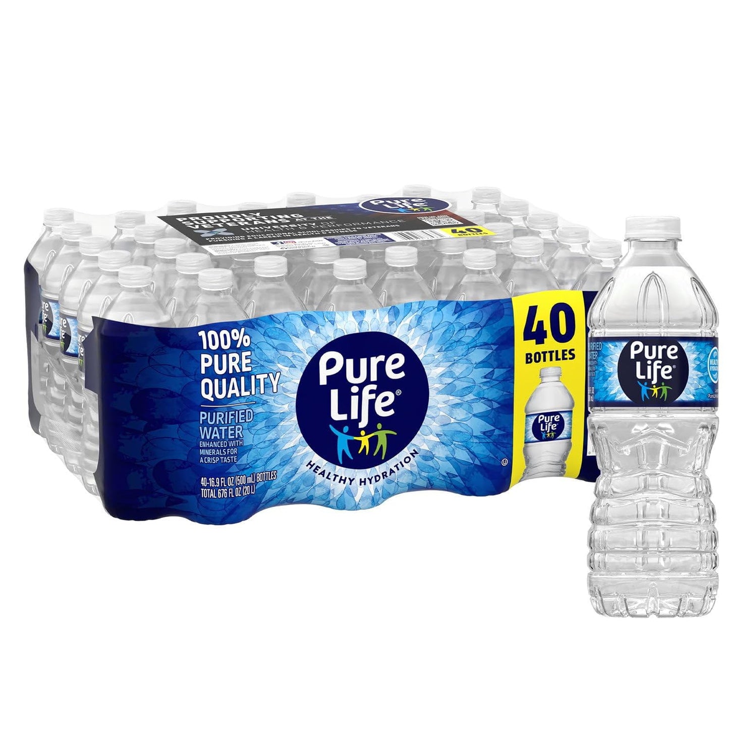 Purified Mineral Water 16.9 oz Bottles (40-Count Pack) Crisp, Clean Hydration with No Calories, No Sweeteners, and 100% Recyclab