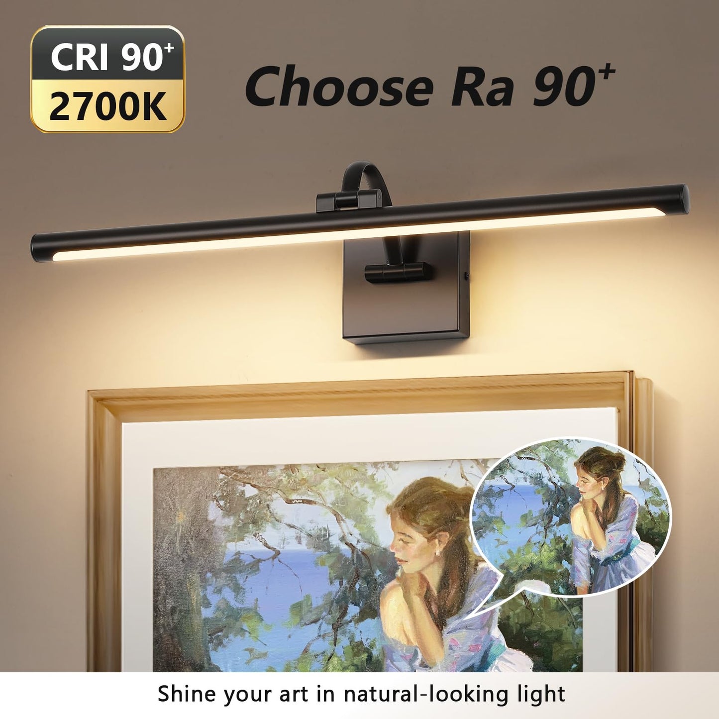 Desoop Black Picture Lights For Wall Hardwired Led Picture Lighting Dimmable Gallery Light Art Light For Wall Portrait Artwork 23.62 Inch 14W Warm White