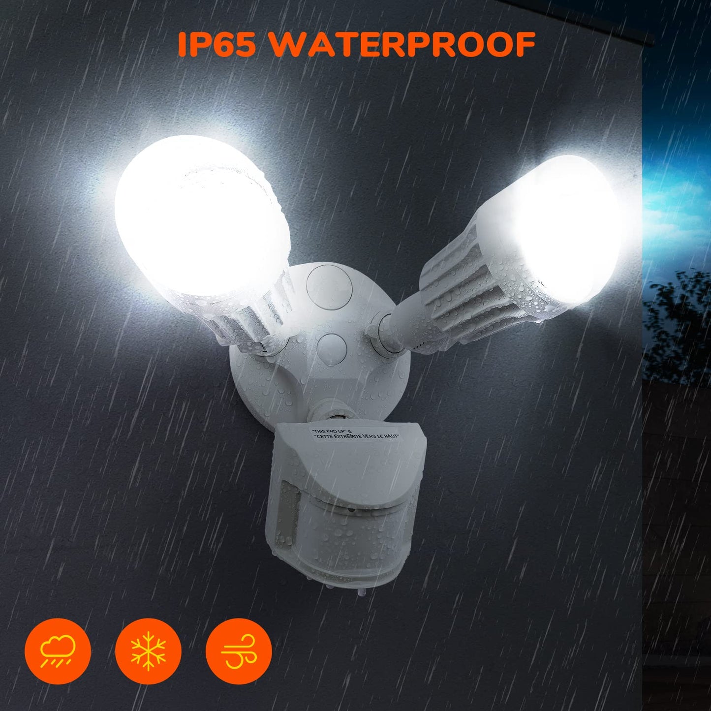 JJC LED Security Light, Motion Sensor Flood Light, 2000LM, 27.5W, IP65 Waterproof, Daylight White, Metal