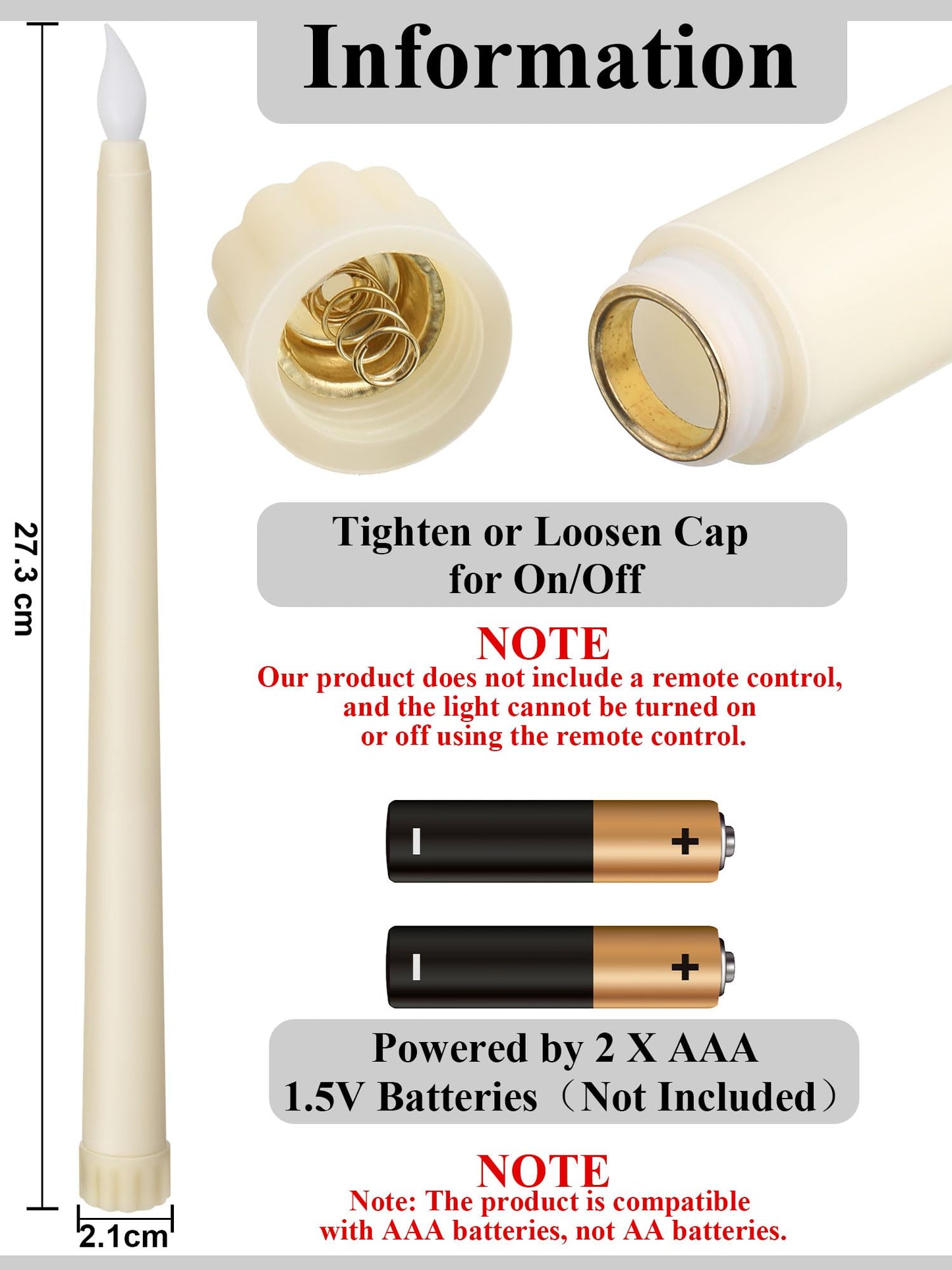Funtery 48 Pcs Flameless LED Taper Candles Battery Operated Candles Bulk LED Candlesticks Flickering for Valentines Church Wedding Carnival Party Decorations(Ivory,Classic Style)