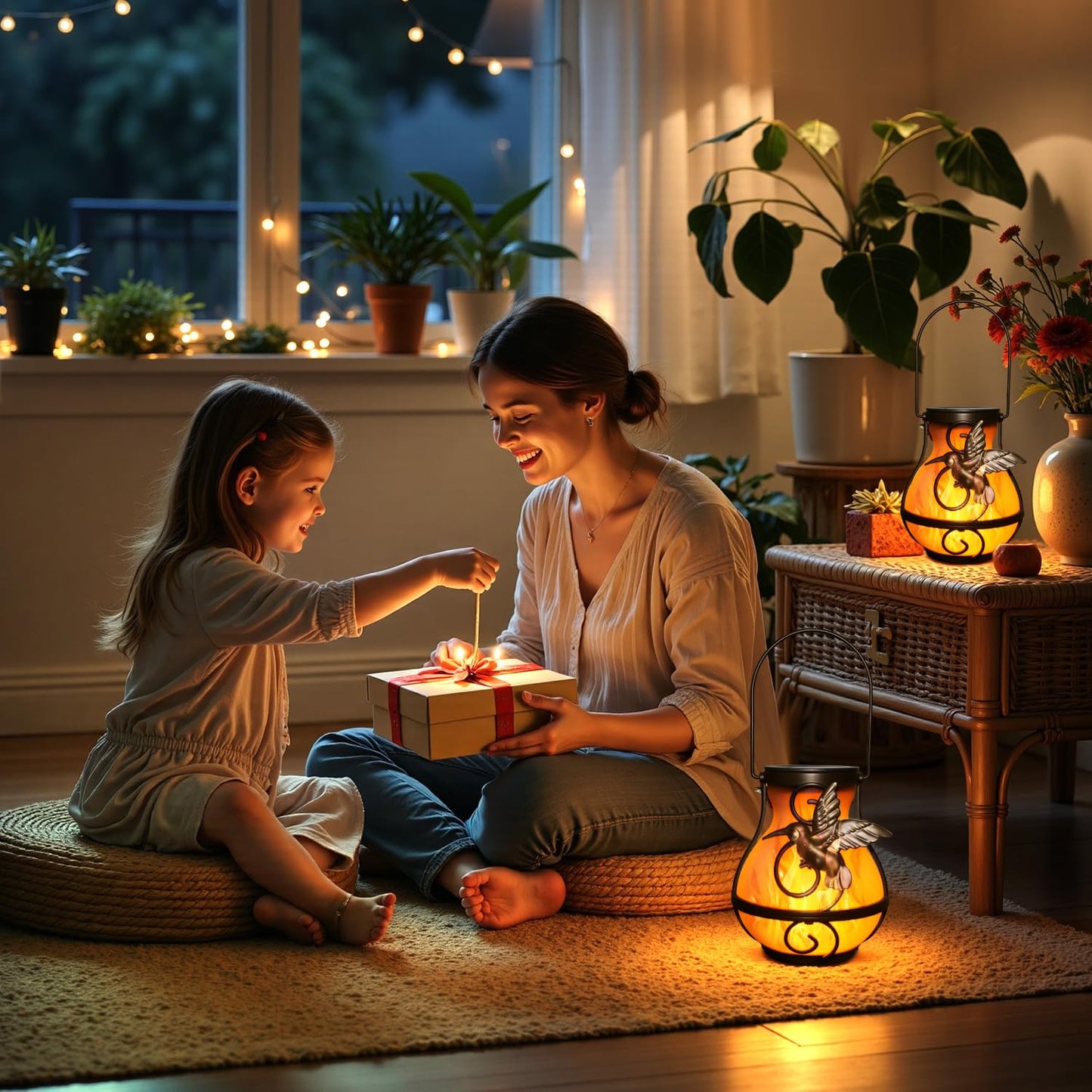 2 Pack Solar Lanterns For Outside Hanging Solar Garden Lights Outdoor Waterproof With Flickering Flame Led Lantern For Patio Yard Camping Halloween Decorations Gardening Gifts For Mom