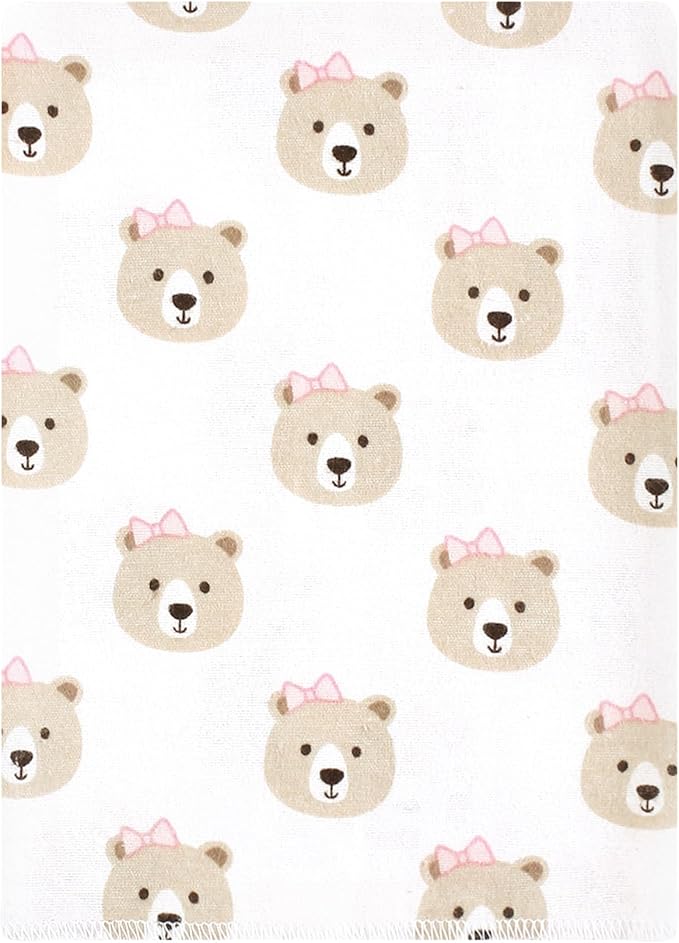 Luvable Friends Hudson Baby Flannel Burp Cloths 12pk, Rosy Taupe Bear