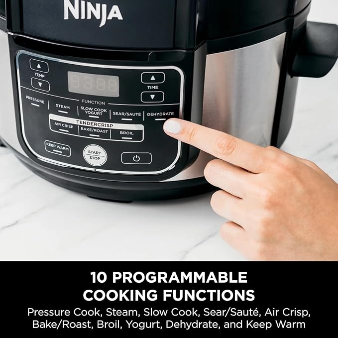 Ninja Foodi 10-in-1 Pressure Cooker, 5-Quart, Stainless Steel Multi-Cooker – Air Fry, Steam, Bake, Roast, Broil, Dehydrate & More, Compact All-in-One Programmable Cooker