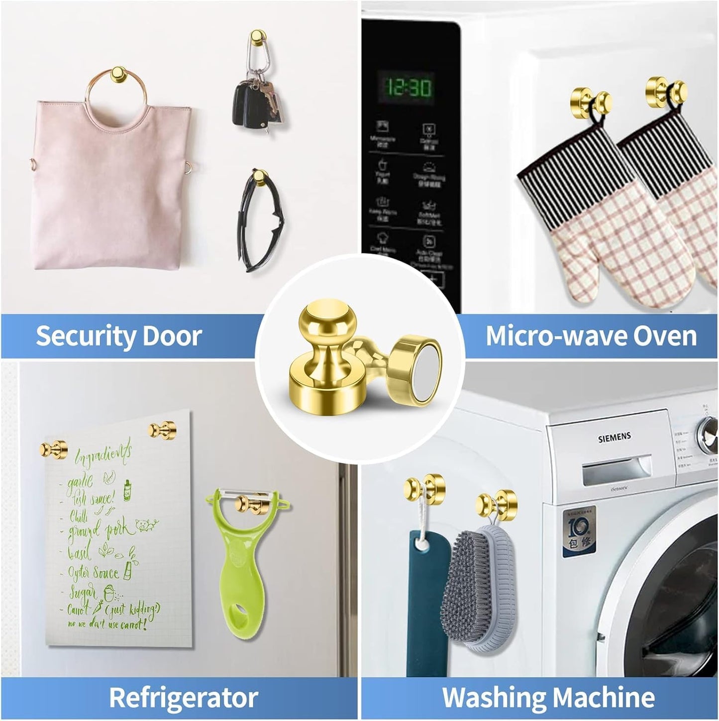 Small Strong Refrigerator Magnets Black Magnets for Fridge Mini Magnetic Push Pins Metal Brushed Nickel for Whiteboard Map, Fridge Magnets Adult, Office Magnet (Gold, 24Pack)