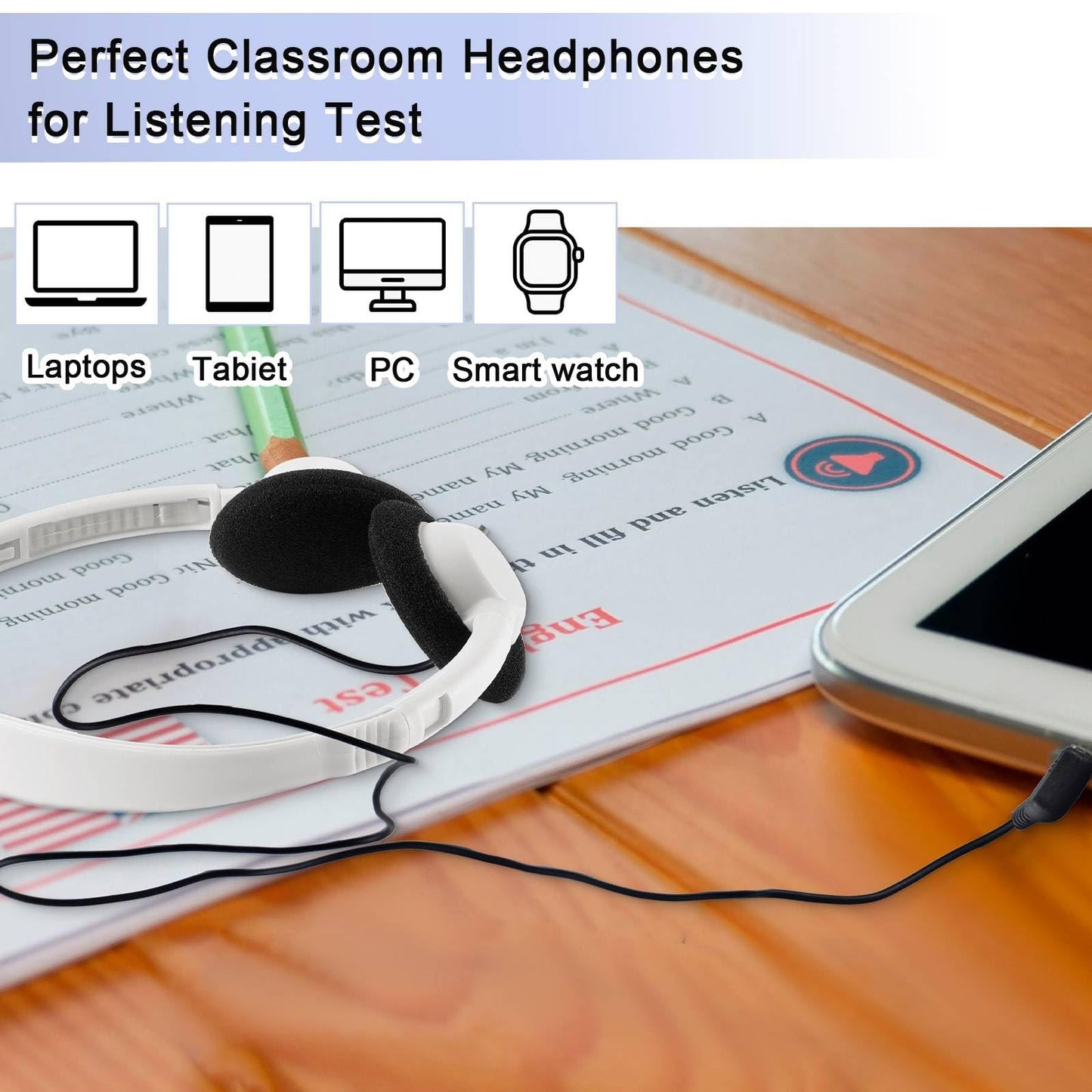 Yunsailing 30 Pack Class Set Headphones For Students Bulk School Headsets Earphones With 3.5Mm Jack Classroom Must Haves Teacher