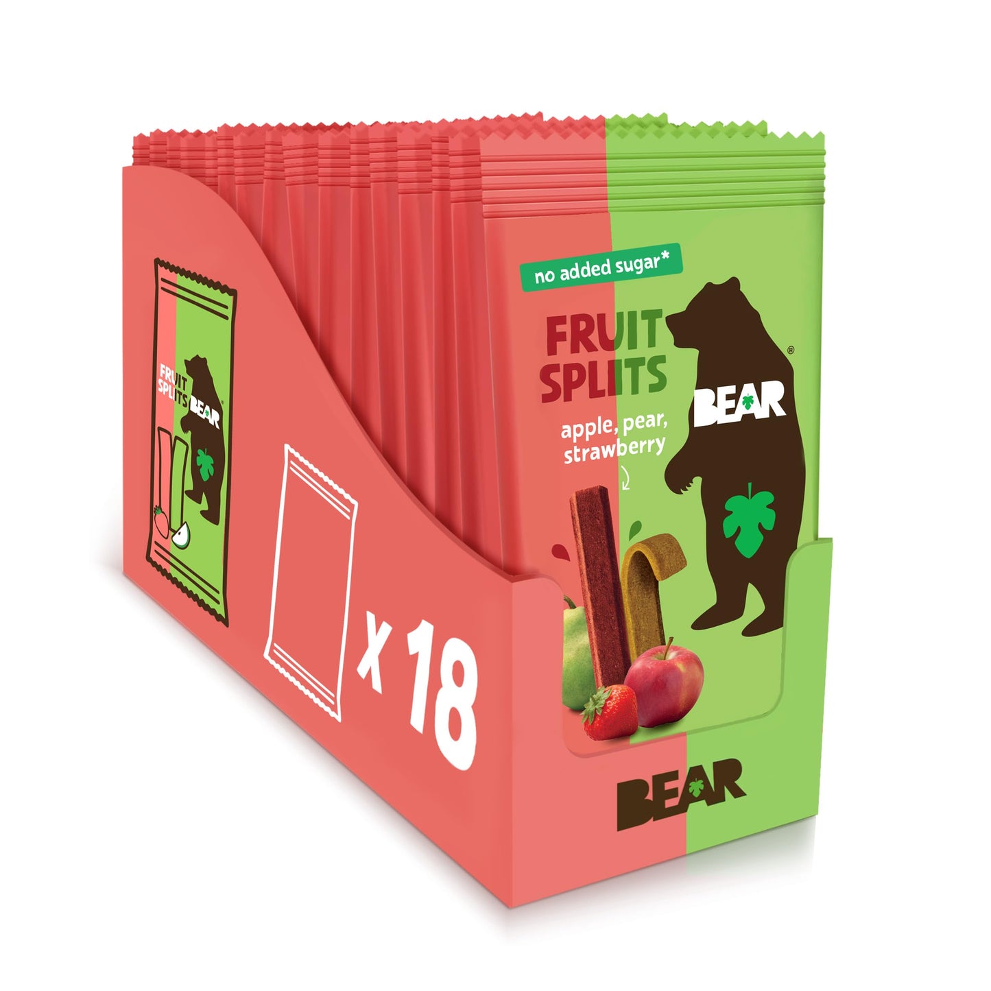 BEAR Real Fruit Snack Splits - Gluten Free, Vegan, and Non-GMO - Apple and Strawberry - Healthy School And Lunch Snacks For Kids