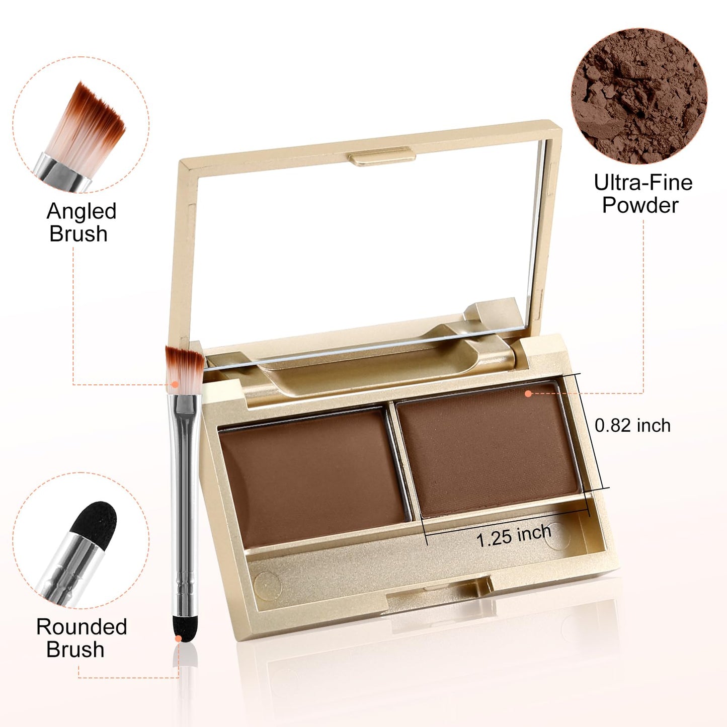 Boobeen Eyebrow Powder Kit, 2-color Waterproof Eyebrow Palette Makeup to Definer & Filler Brows, Eyebrow Color Powder Shape Natu
