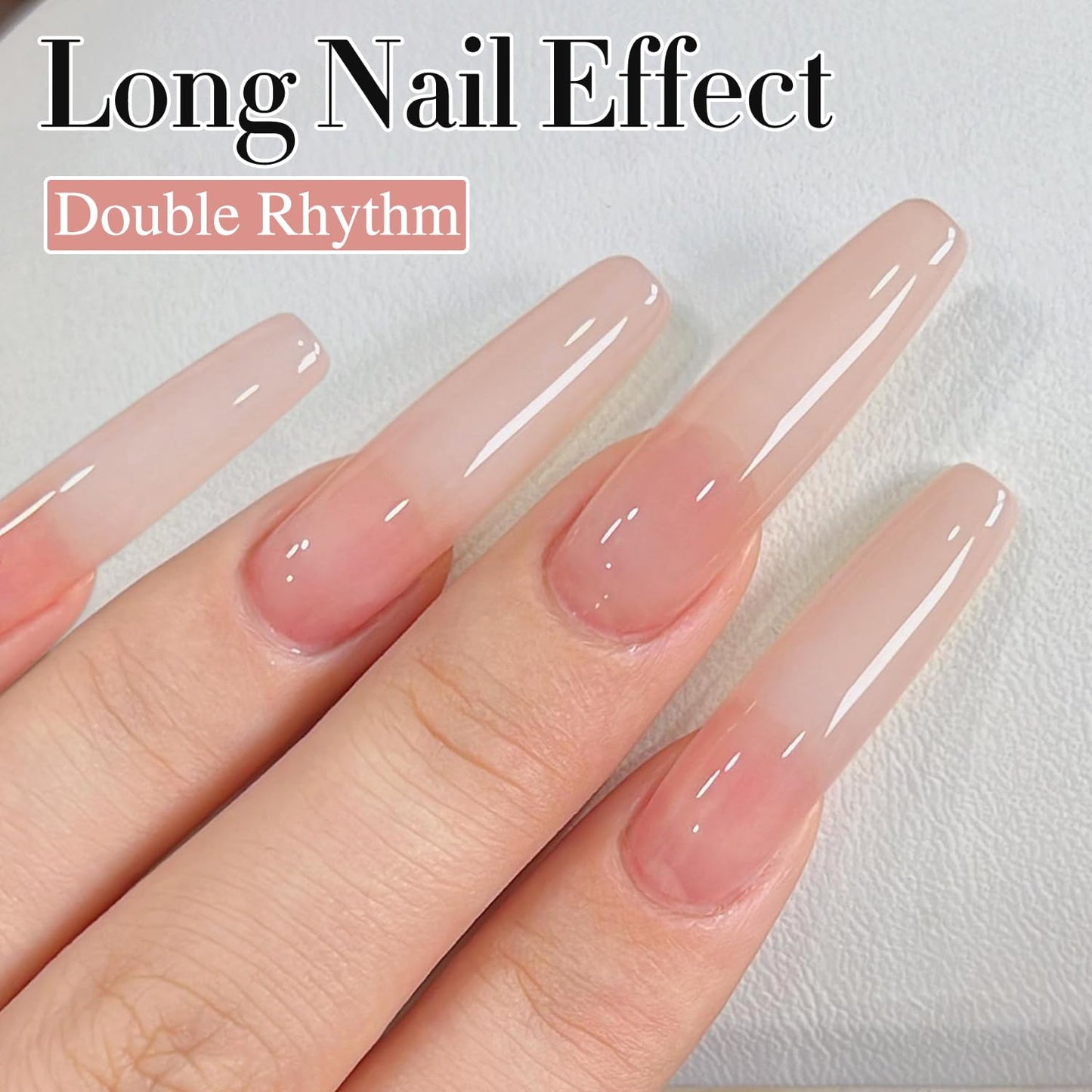 Double Rhythm Translucent Gel Polish Sheer Neutral Natural Light Milky Same Color Same Bottle 15ML Jelly Polish Art DIY at Home