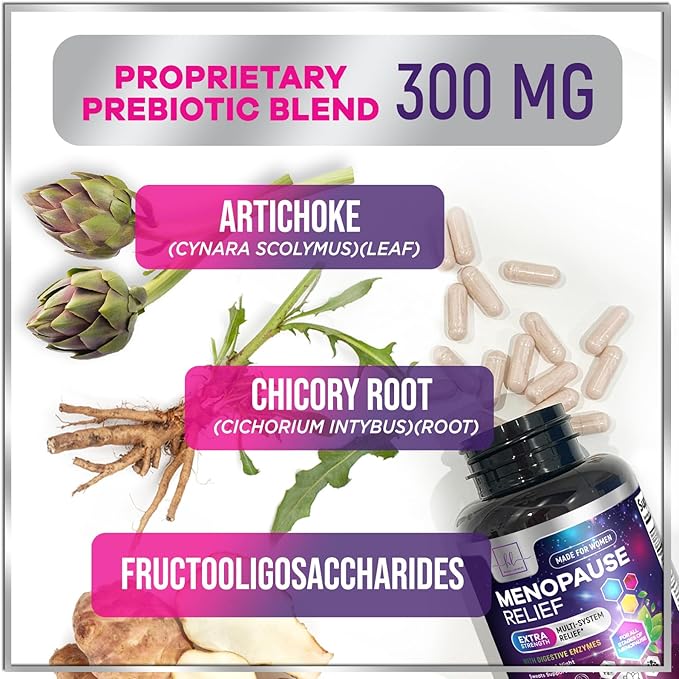 Menopause Supplements for Women - 8 Billion CFU Probiotics, Hot Flash, Night Sweats & Menopause Relief Probiotic for Vaginal, Digestive Health & Immune Support with Black Cohosh - 60 Capsules