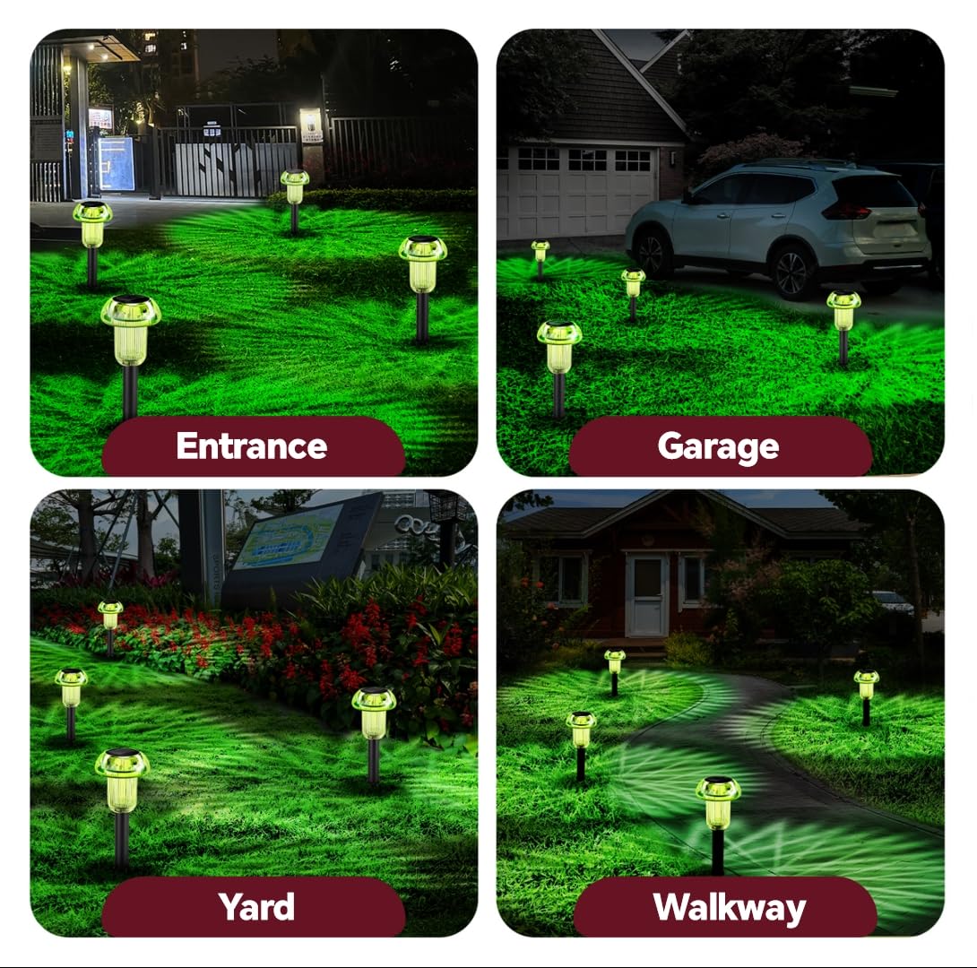 COZY-PAVILION Halloween Solar Pathway Lights, 4-Pack Green LED, Waterproof, Model SLMG-6S4, Acrylic, ABS Plastic