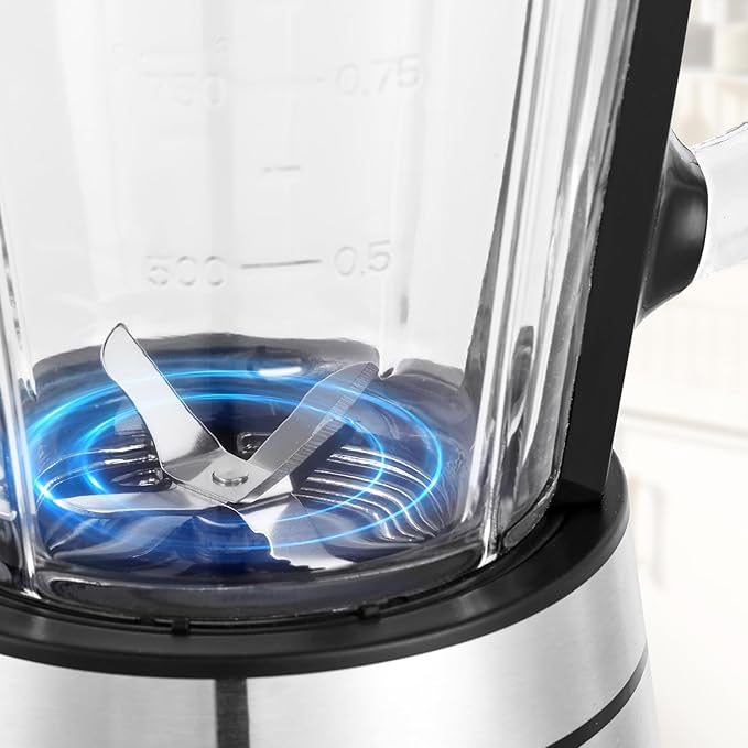 Blender,Blenders for Kitchen,Glass Blender for Shakes and Smoothies,crush ice,50 oz Glass Jar,Simple Speed Dial,6 Stainless Steel Blades, Ice Crusher with Speed Control, Silver. 50 Oz