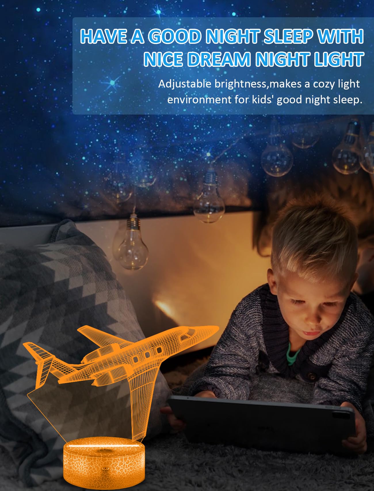 Fullosun Air Gift Night Light Pilot Lamp With Remote Control 16 Colors Changeable Kids Room Lighting Creative Boys Aircraft Pilot Gift Holiday Xmas Decoration