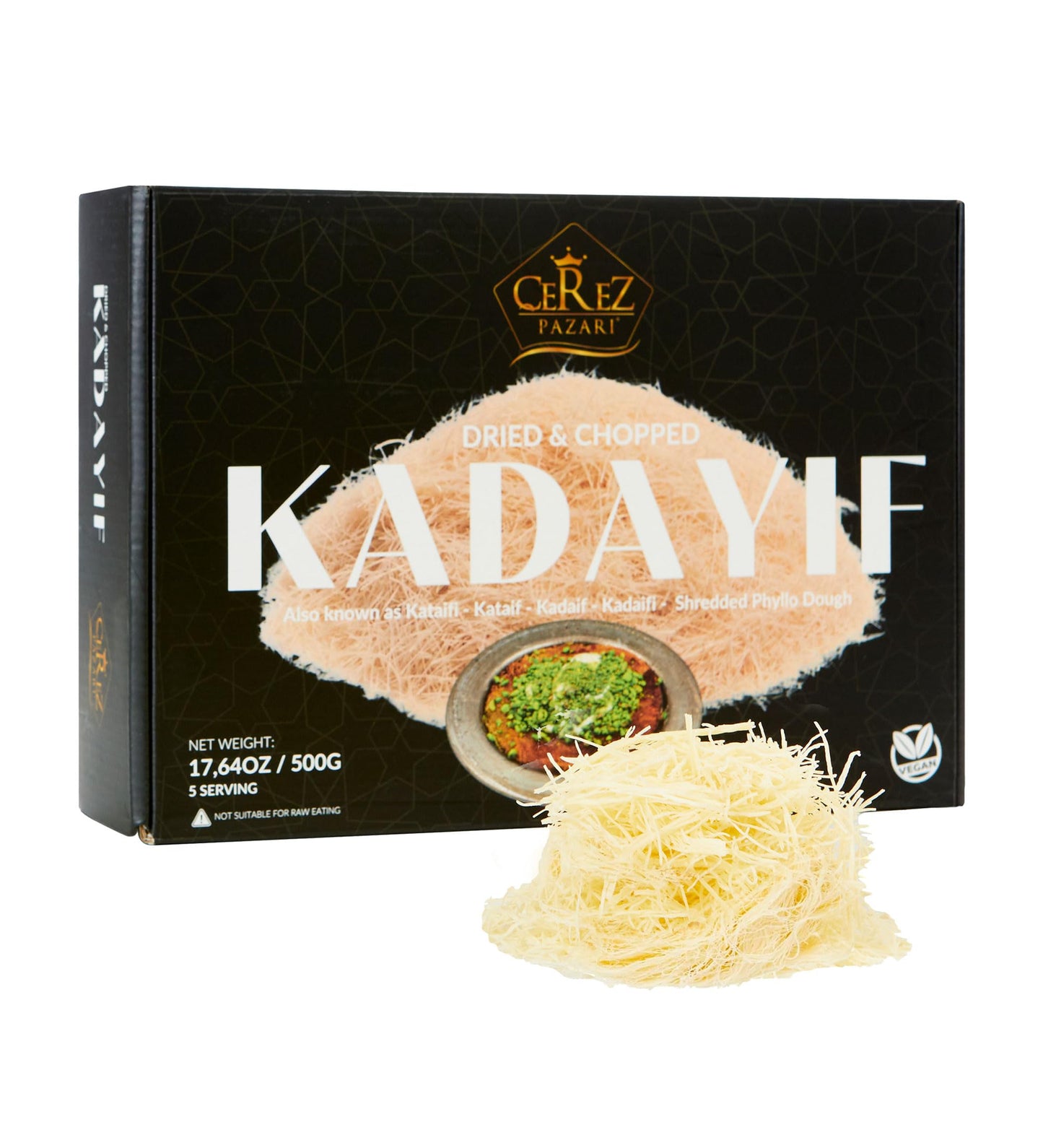 Cerez Pazari Kataifi Shredded Fillo Dough 1.1 lb. Shredded Phyllo Dough Kadayif Ingredient For Dubai Chocolate Bar Pistachio Raw Dried Chopped Kataifi Pastry Knafeh Kunafa