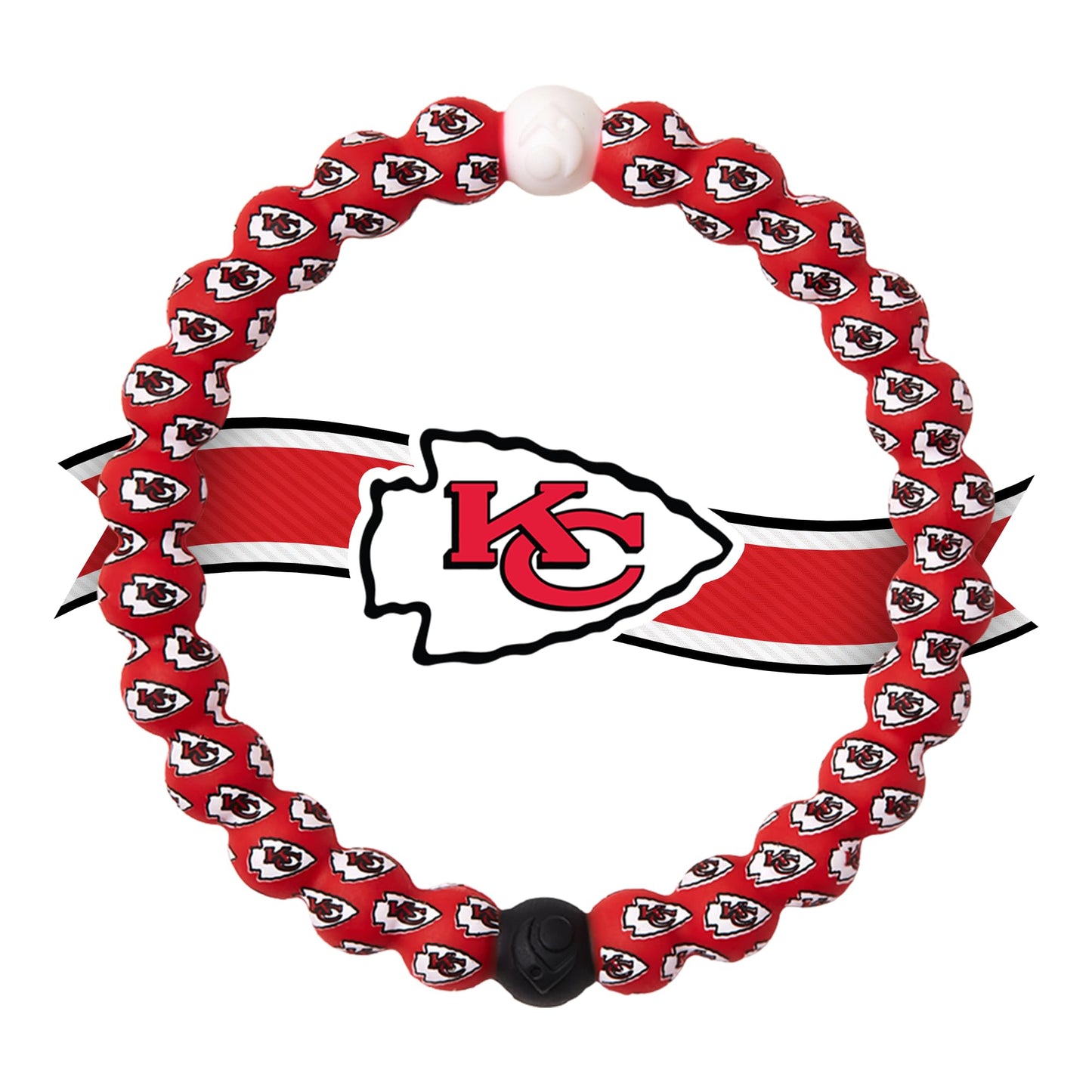 Lokai Silicone Beaded Bracelet for Men & Women, NFL Football Collection - Kansas City Chiefs, Red Logo, Medium - Silicone Jewelr