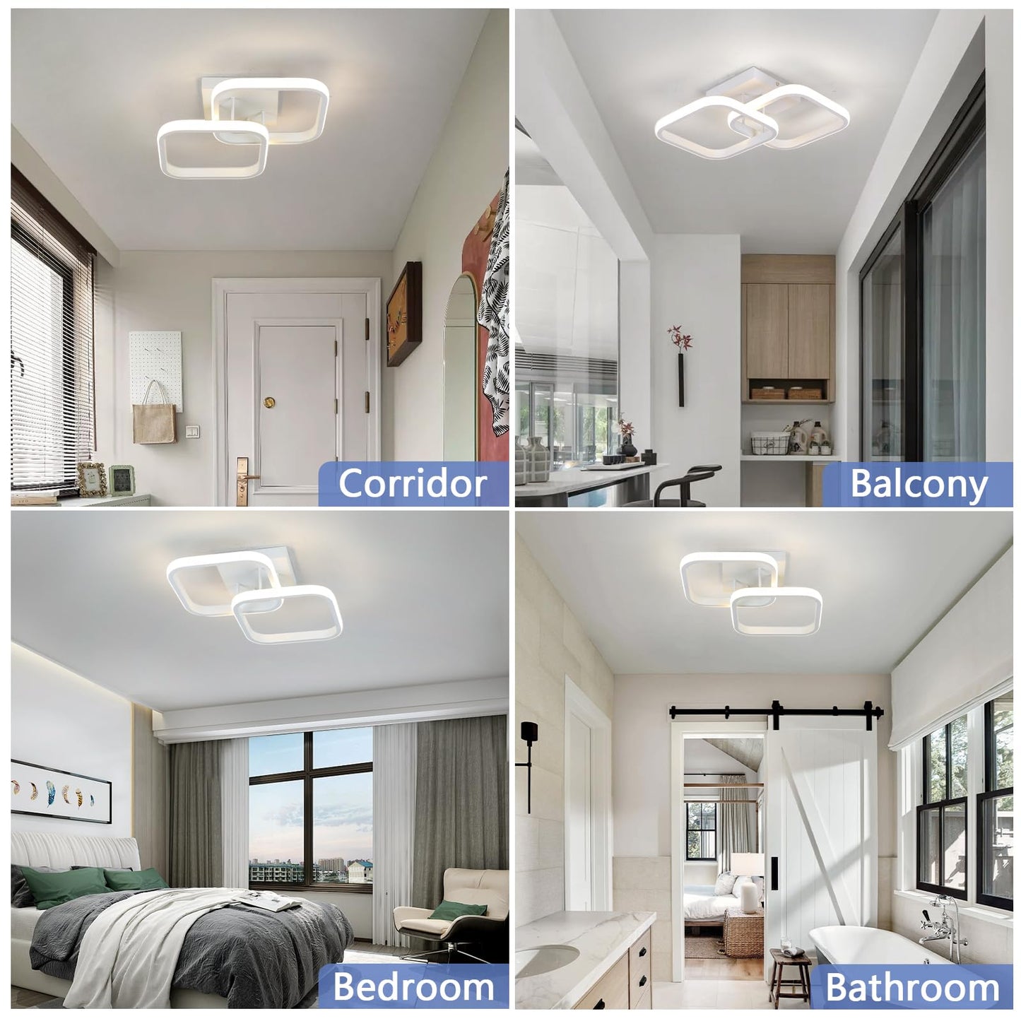 Caneoe Led Ceiling Light Fixture 4500K Modern Hallway Light Fixtures Ceiling Lighting White Square Close To Ceiling Lights For Bathroom Bedroom Kitchen Balcony Stair Small Ceiling Lamp (White 4500K)