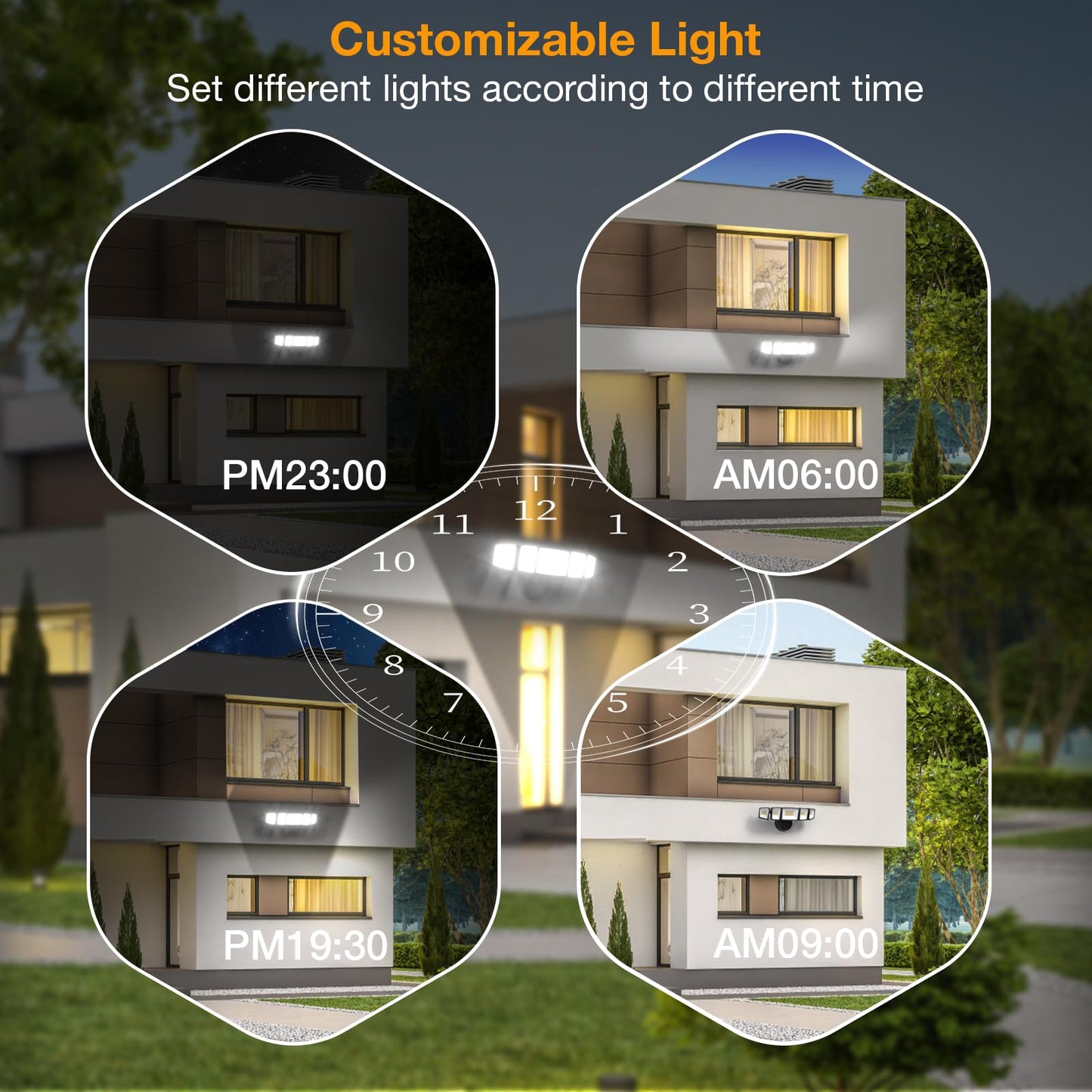 Onforu 120W Smart Flood Light, 12000LM LED, WiFi Control, 5 Adjustable Heads, 2700K-6500K, Black, Model BDB120WF