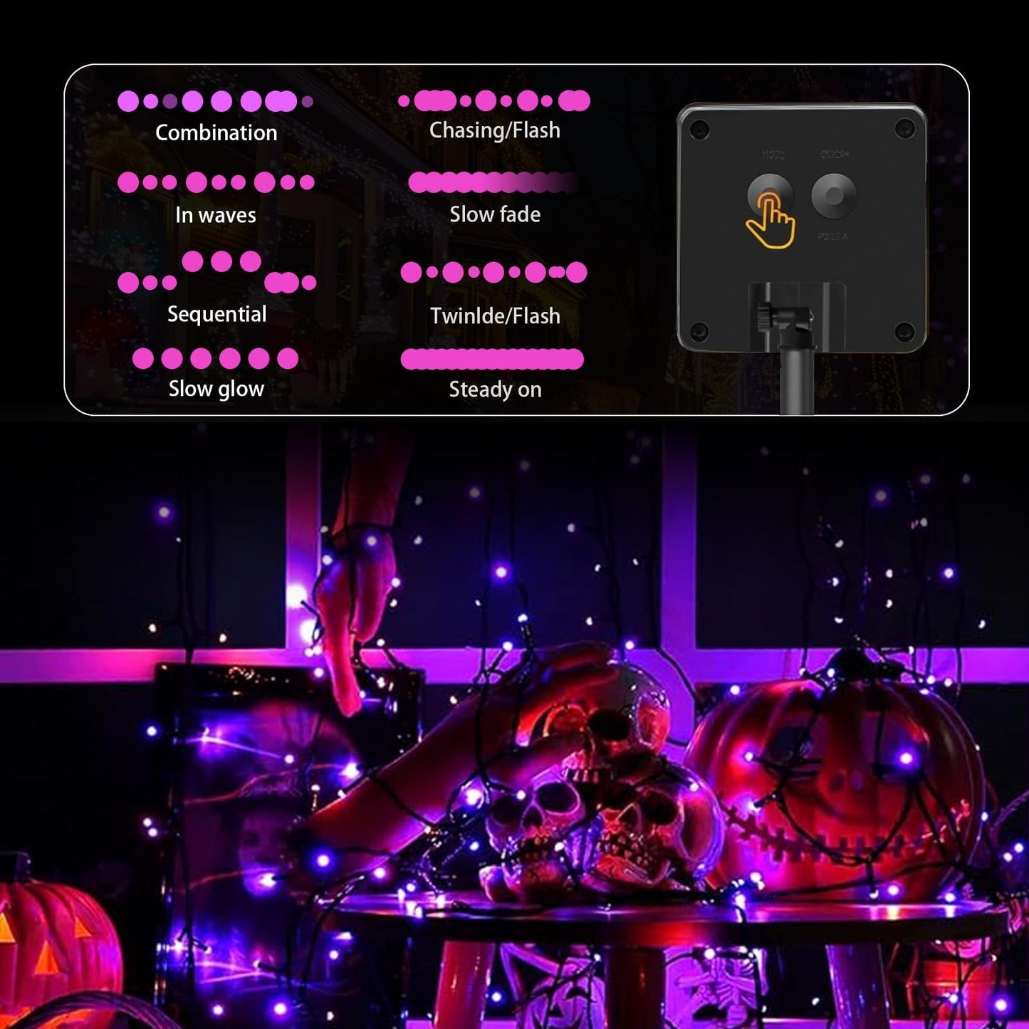 SyouHome Solar String Lights, 200 LED, 78 FT, 8 Lighting Modes, IP65 Waterproof, 2 Pack, Purple