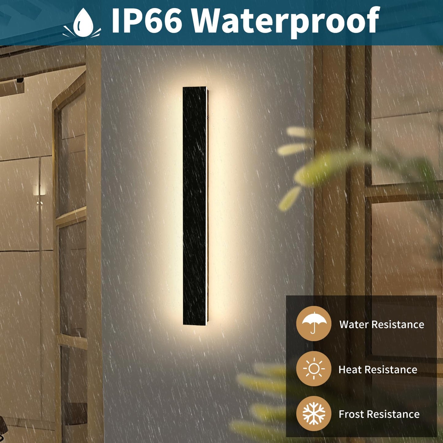 Daoseolo 47inch LED Outdoor Wall Light, Dimmable 3000K-6000K, IP65 Waterproof, Iron, Model CB-TG-47IN, Remote Control