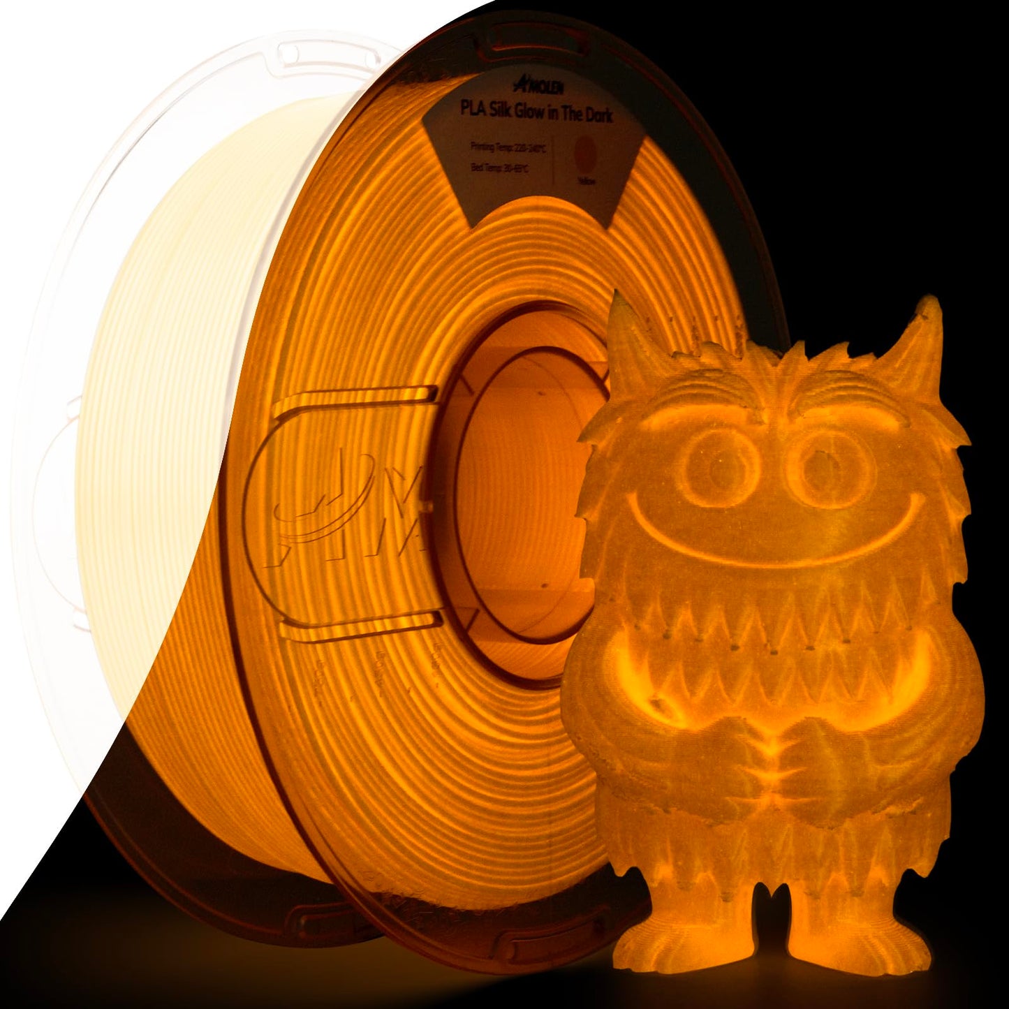 Amolen Glow in The Dark Filament 3D Printer Filament Pla Glow Pla Filament 1.75mm Yellow, Best with UV Lamps, Dimensional Accura