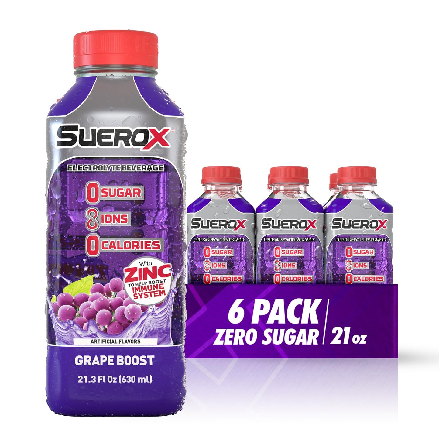 SueroX Sugar Free Sports Drink for Hydration and Recovery Electrolyte Hydration Drink with 8 Ions Zero Calorie Sports Drinks G Boost 21.3 Fl Oz 6 Count