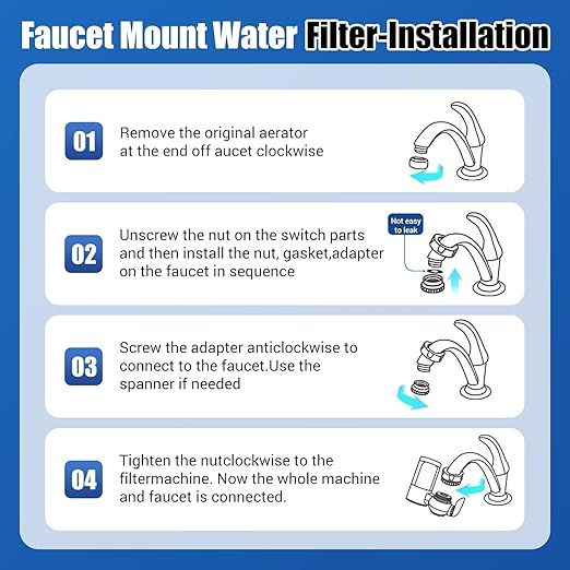Water Filter for Sink Faucet Mount Filter Purifier System,UV Blue Light Household Kitchen Filter,New Leak-Proof Technology,Filters Over 60 substances, Gray…